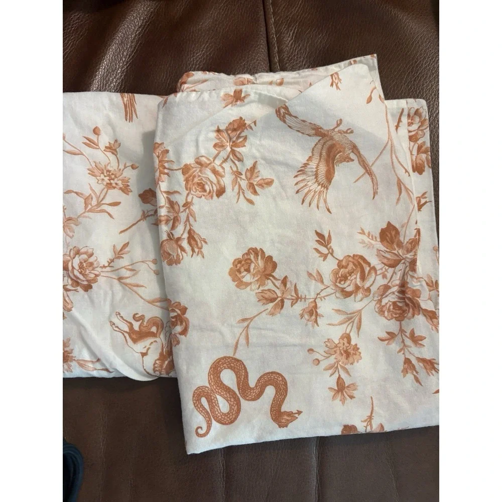 Urban Outfitters deep orange cream color Pillowcase Set  Standard Size Birds